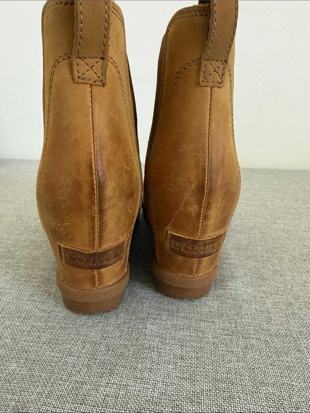 Sorel Women's Joan of Arctic Wedge Ankle Boots in Tan Brown